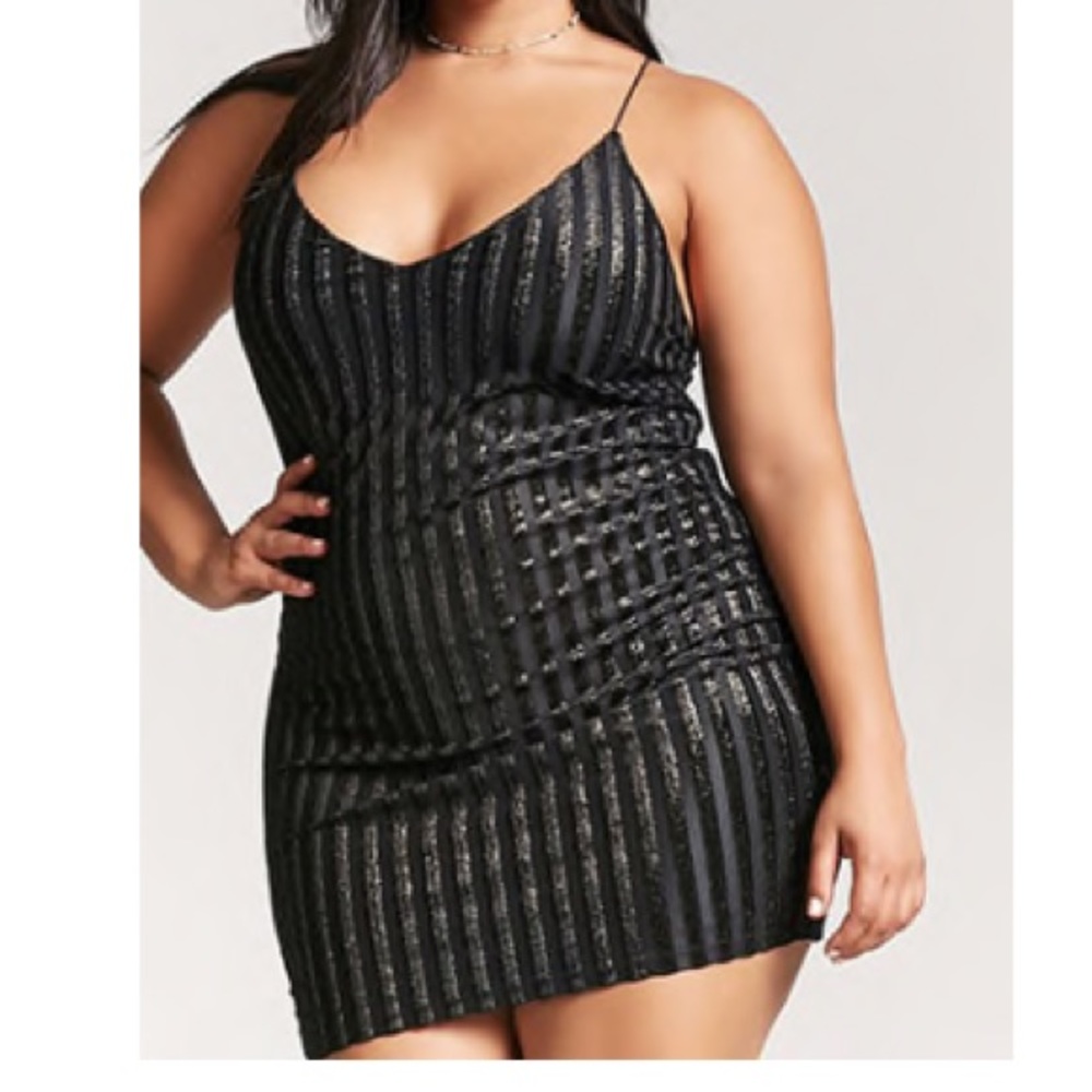 Plus size velvet stripe dress
